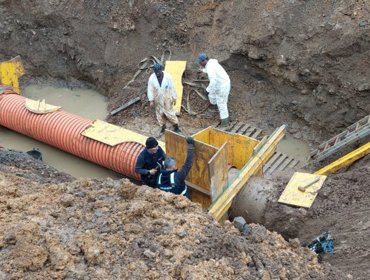 Reparação do Emissário da Lage sob condições climáticas extremas 